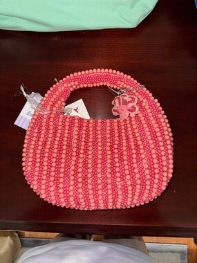 Pink Beaded Women’s Handbag with Octopus charm